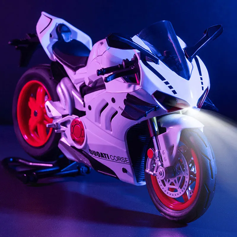

1:10 S1000RR модель мотоцикла Kawazaki NINJA H2R игрушки из сплава, литой под давлением звук, свет, амортизация, имитация мотоцикла, подарок для мальчика