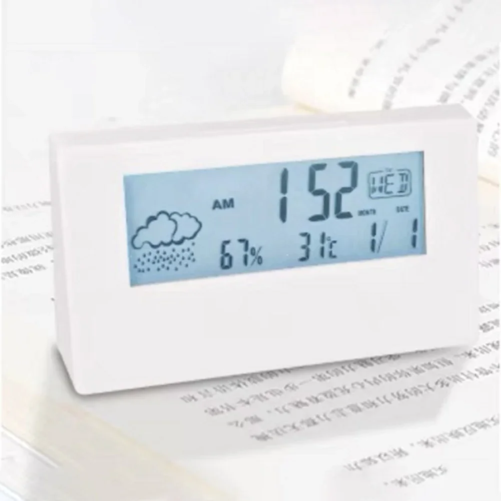 Thermohygrometer Clock for Creative Weather Display Small Alarm Clock with Temperature and Humidity Information