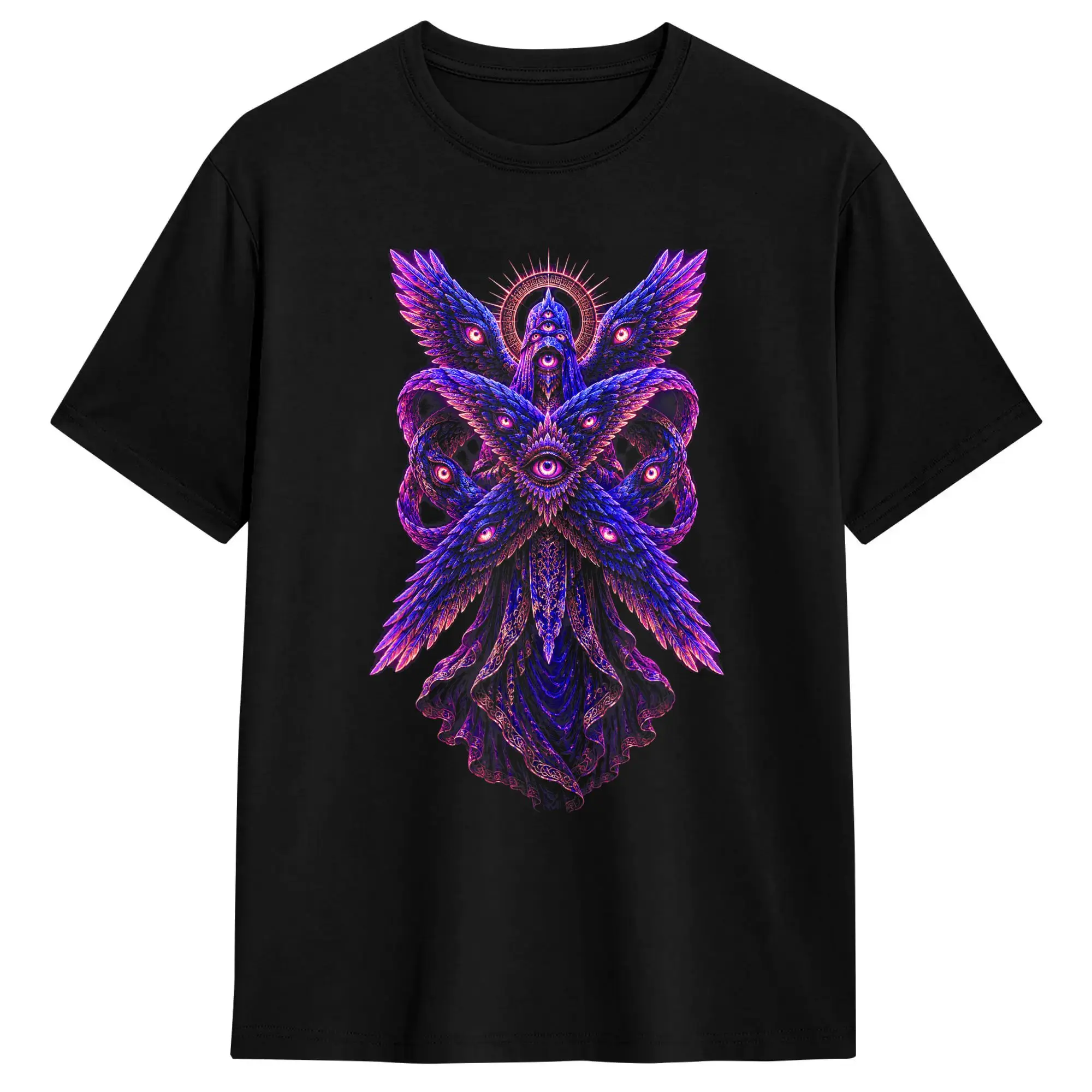 Casual T-Shirt Summer Biblically Accurate Angel Seraphim Eyes Sacred Wings Popular T Shirts  Pure Cotton Tshirt for Men's