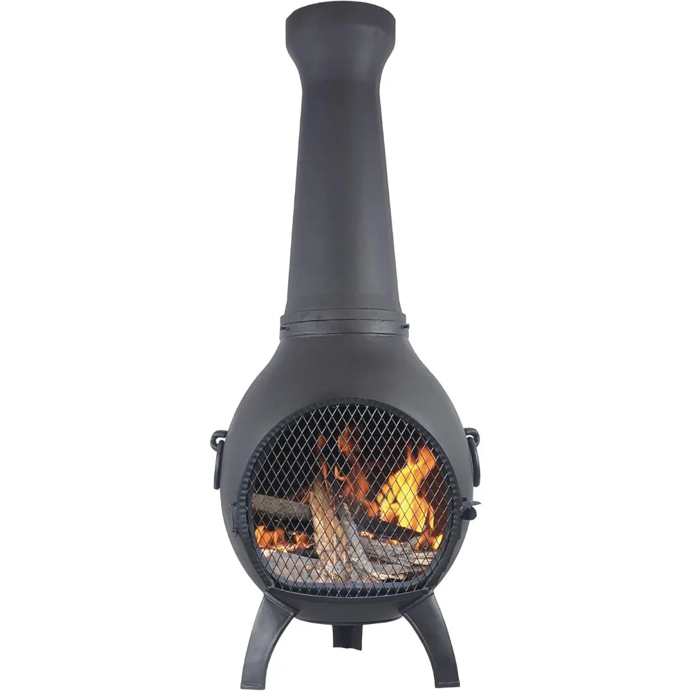 

Prairie Chiminea Outdoor Fireplace - Wood Burning Cast Aluminum Deck or Patio Firepit