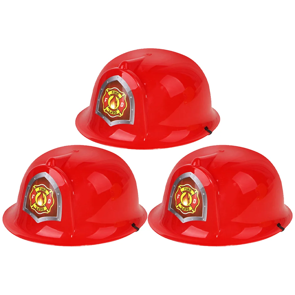 3 Pcs Fire Hat Fireman Playset Firefighter Costume Accessory Props Chief Kids Toys Plastic Children