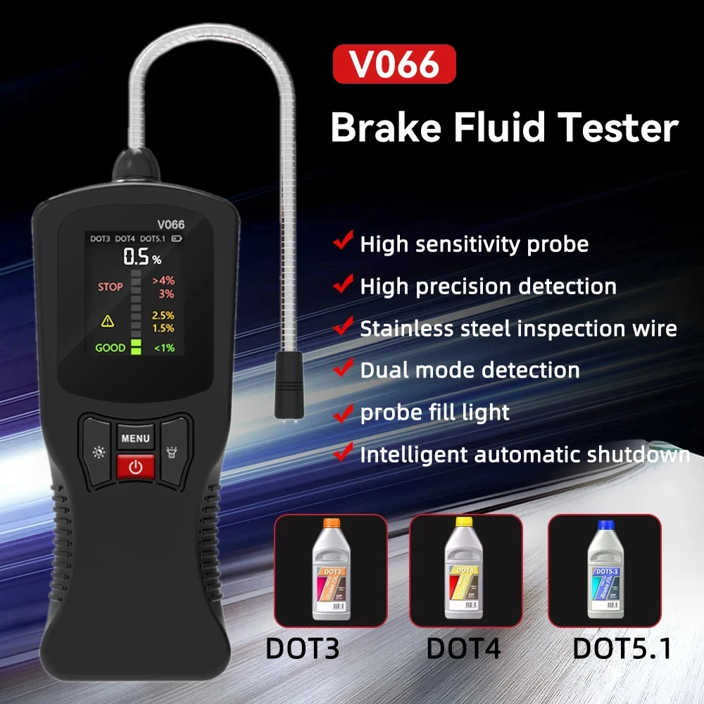 

V066 Accurate Brake Fluid Tester Car Auto Oil Moisture Liquid Brake Oil Detection Instrument LED Digital Tester Car Testing Tool