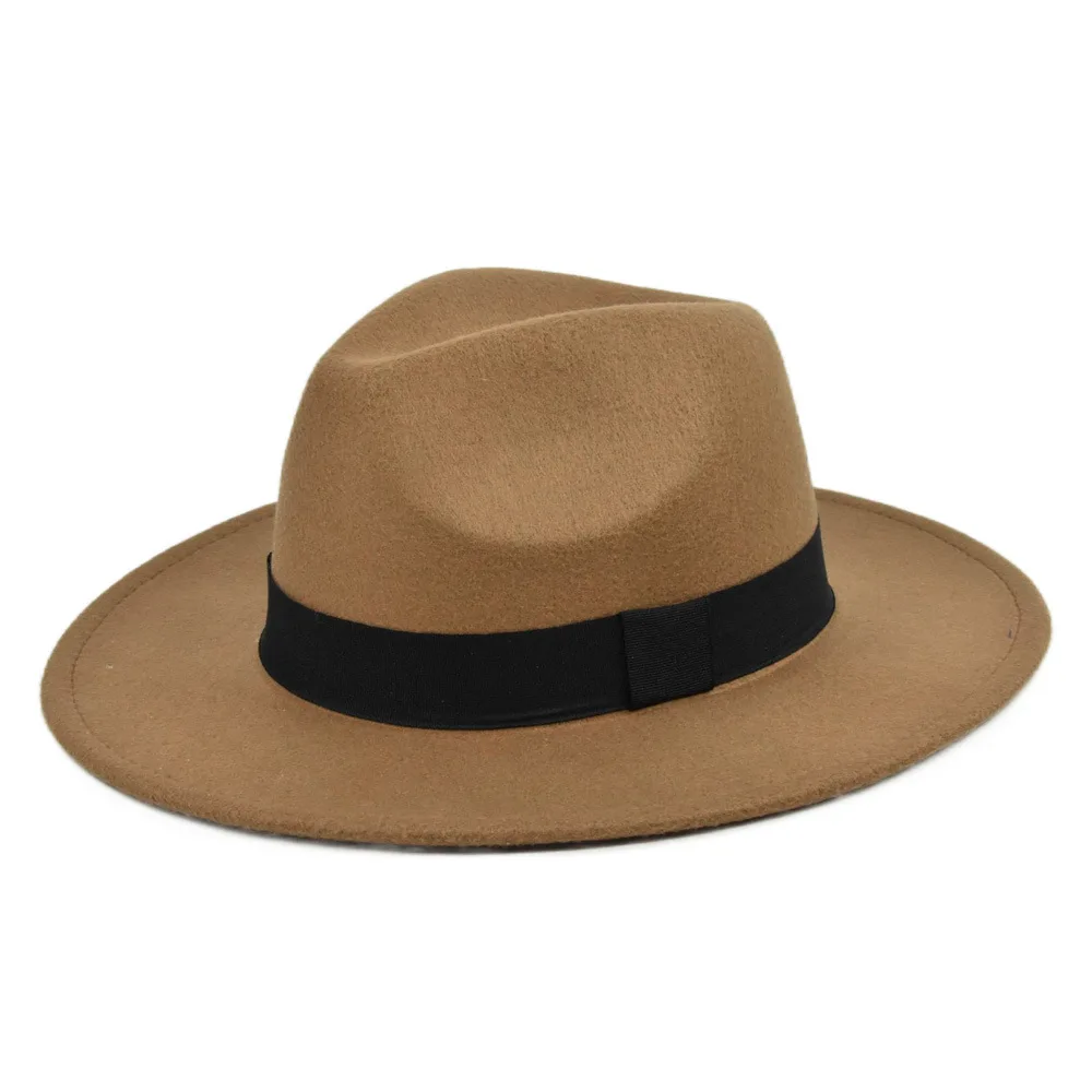 Nuevo Sombrero Fedora Vintage de Lana para Hombre, de Ala Ancha, Estilo Chapeau, para Invierno y Otoño, para Mujer, Sombrero Negro de Iglesia, Sombrero de Bombín, Sombreros de Jazz para Damas