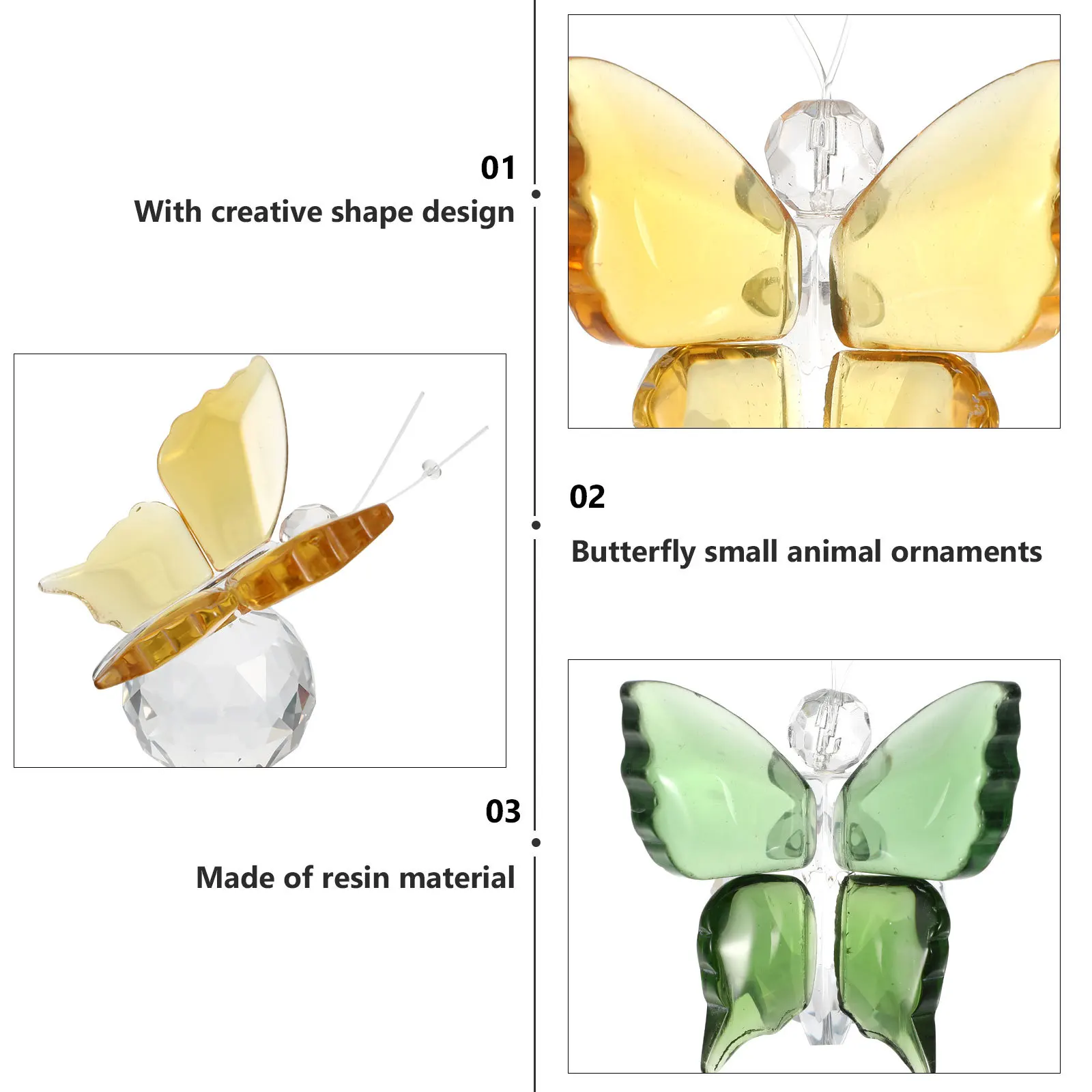 

2Pcs Crystal Butterfly Ornament Premium Desktop Craft for Home Office Living Room Bedroom Table Decoration Artistic Crystal