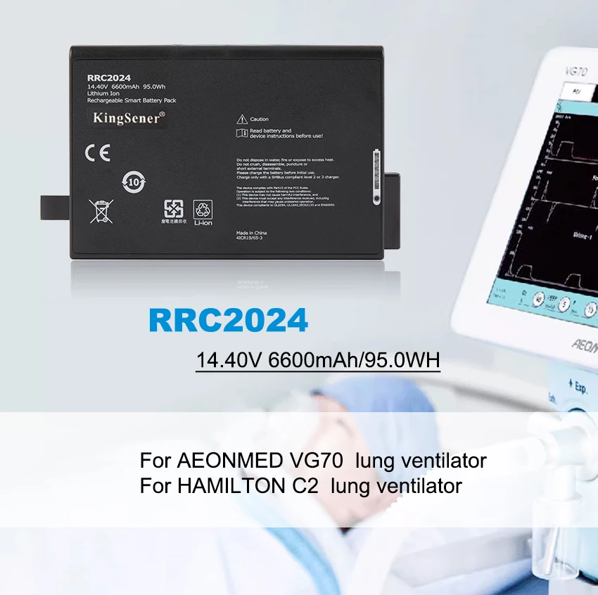 Imagem -06 - Kingsener-bateria Recarregável Inteligente Bateria do Ventilador Pulmonar Aeoniv Vg70 para Hamilton c2 Rrc2024 Jw-y4s3p6.6 Jw202