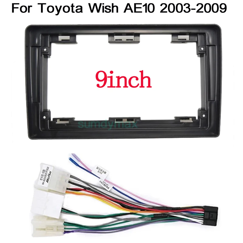 2 din 9inch Car Radio Frame for Toyota Wish AE10 2003-2009 Double Din Fascia DVD Frame Adapter CD Panel Dash Trim Bezel