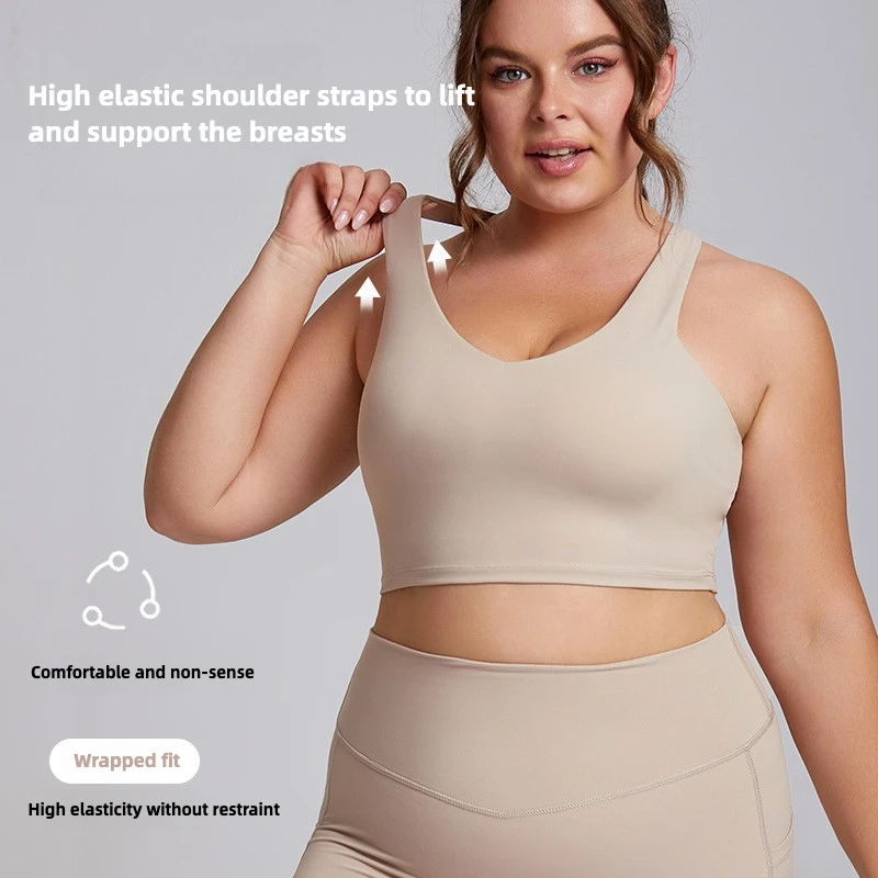 

Large Size Sports Underwear Women's High-strength Shockproof Polished I-shaped Yoga Vest High Elastic Breathable Fitness Bra