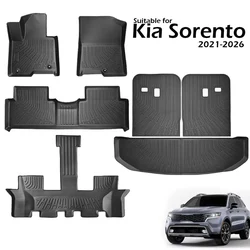 All Weather Floor Mats Cargo Liner for 2021 - 2025 2026 Kia Sorento Hybrid TPE Car Trunk Mat with Backrest Pad PHEV & HEV