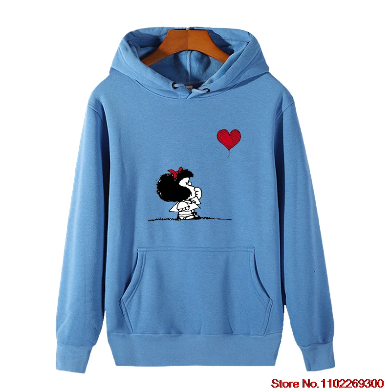 Balloon Heart Banksy High Quality Hooded Shirt Mafalda Comic Quino Fashion Graphic Hooded Sweatshirts Thick Sweater Hoodie