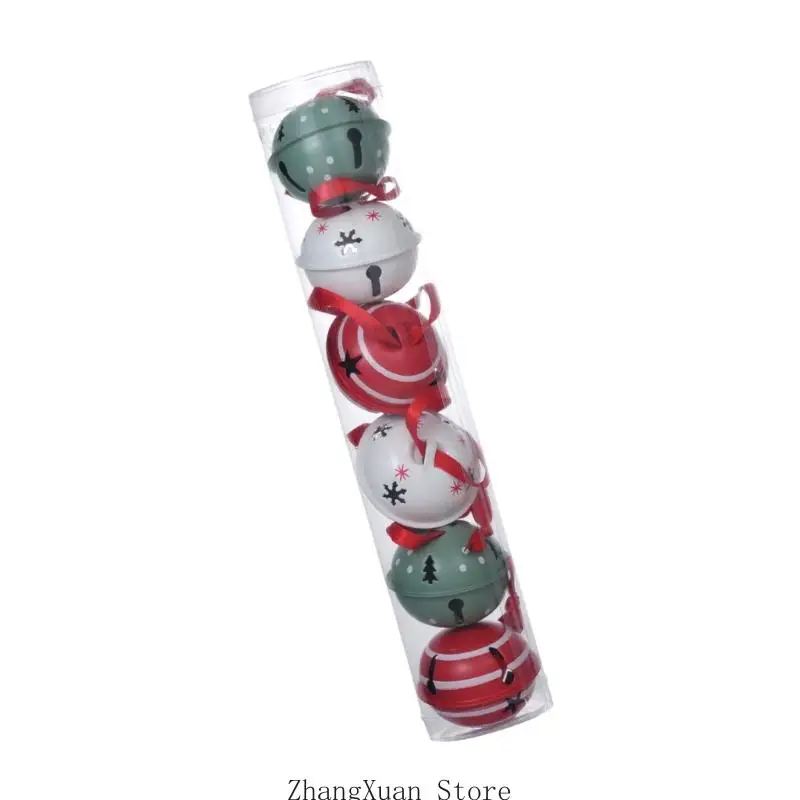 6er-Set Weihnachtsglocken aus Metall mit Bändern für die saisonale Baumpräsentation 3XUF – Detail 3