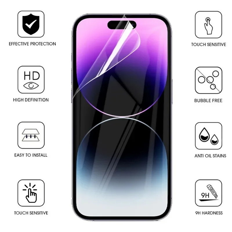 10000D Soft Hydrogel Film Full Cover for IPhone 15 Plus 15 Pro Max Silicone TPU Screen Protector for IPhone 15 Pro Not Glass