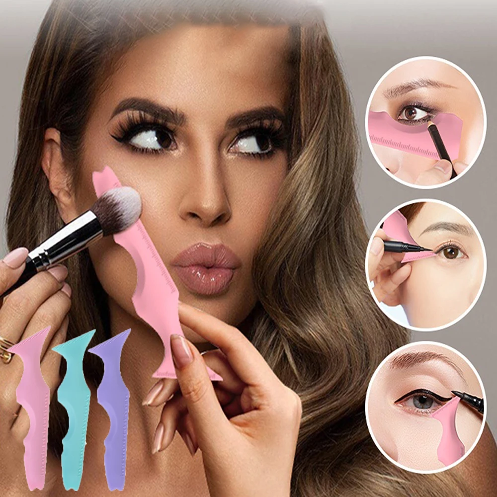 Eyeliner Schablonen wieder verwendbare Silikon Flügels pitzen Augenbrauen Lippenstift geflügelte Spitze Eyeliner Hilfe Augenbrauen Bleistift Schablone 5 in1 Make-up-Tool