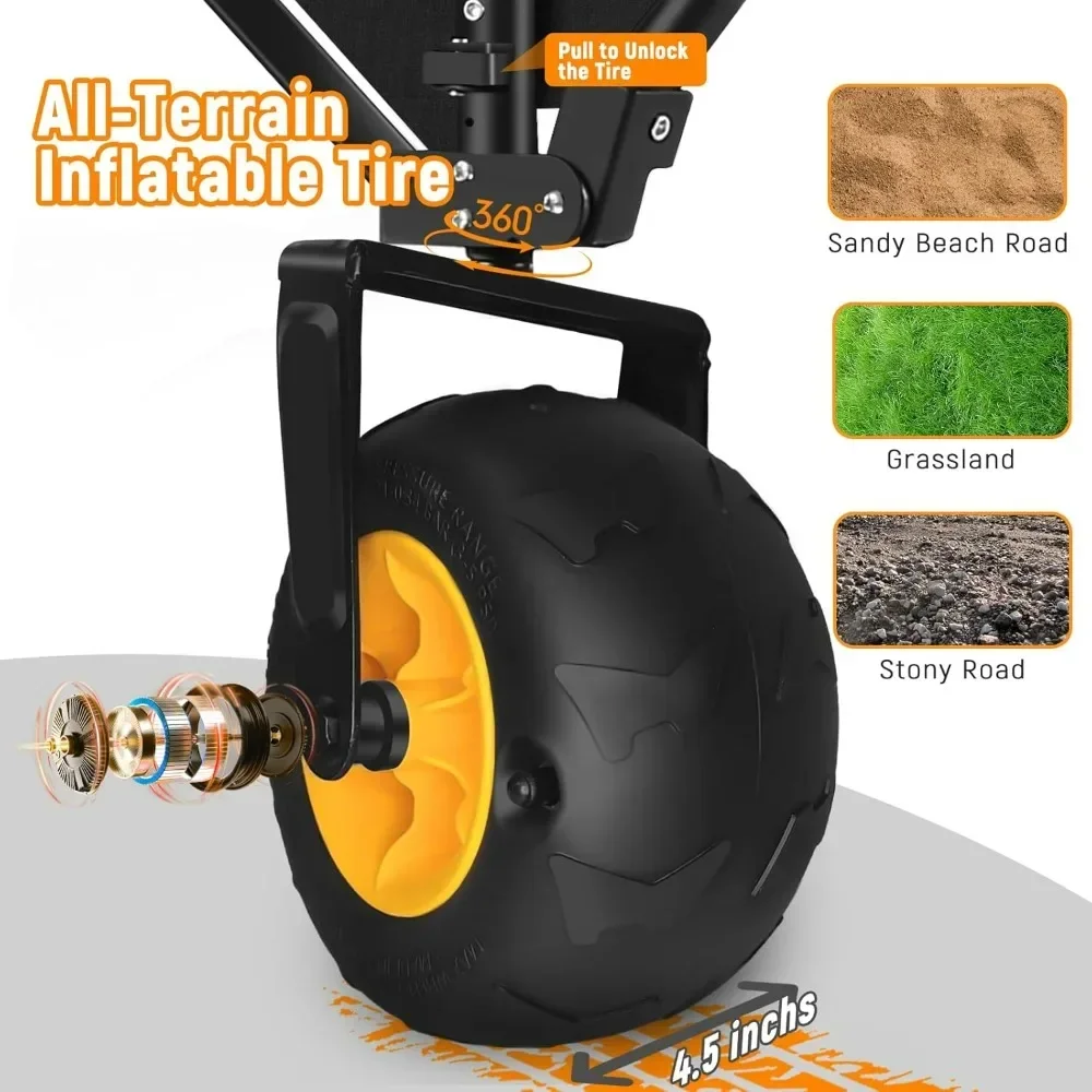 

Hot salesDurable Outdoor Folding Beach Wagon with Inflatable All-Terrain Wheels and 220 LB Capacity