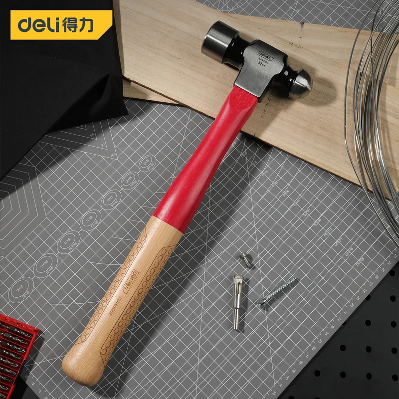 

Deli 1 Pcs 16/24/32oz Wooden Anti-slip Handle Round Head Hammer Multifunctional Woodworking Portable Hand Tools Nail Hammer