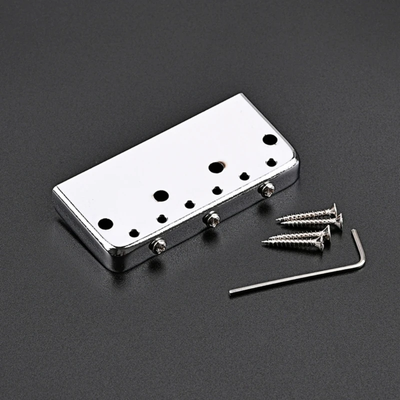 3 String Guitar Bridge, Guitar Bridge Replacement Parts with Four Mounting Screws & Wrench for Cigarbox Electric Guitar