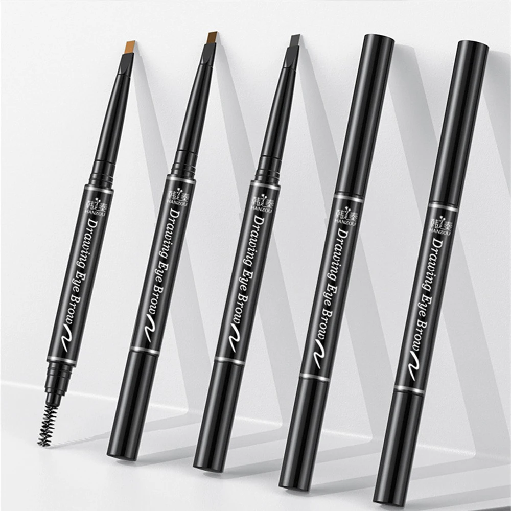 5 Color Double Ended Eyebrow Pencil Waterproof Long Lasting No Blooming Rotatable Triangle Eye Brow Tattoo Pen Makeup