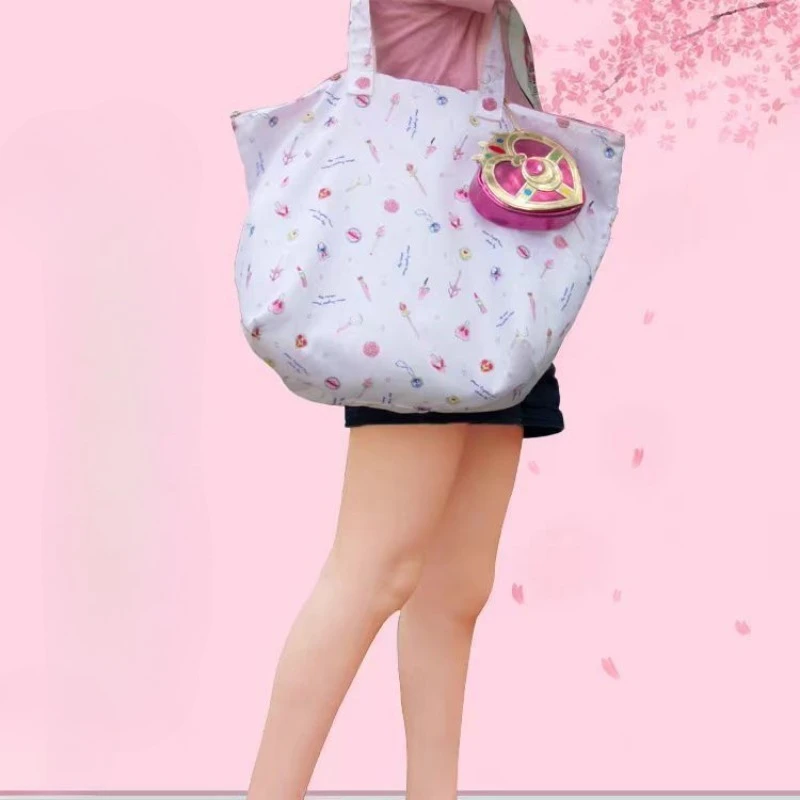 New Sailor Moon Cute Multipurpose Folding Transformed Tote Bag Cosmic Heart Shiny Coin Purse Versatile Shopping Bag Cute Gift view 2