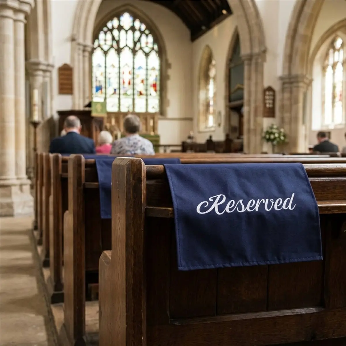 828 12 Pieces Reserved Seating Signs for Chairs 22 Inch Reserved Signs for Church Pews Cloth Placeholder for Restaurant A