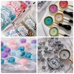 100pcs Cherry Blossom Flame Sealer Wax Grain Sealing Wax Beads for DIY Wedding Invitation Envelope Paper Card Gift Crafting