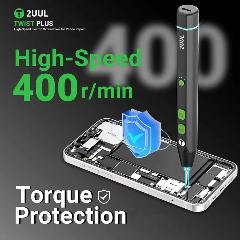 

Электрическая отвертка 2UUL SD15 Twist Plus, 400 об/мин, с 4 битами для отверток, функция освещения для ремонта мобильных телефонов, удаления винтов