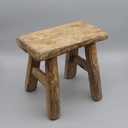 Nicely and Naturally Weathered Old Chinese Kitchen Stool, Functional Bathroom Bench