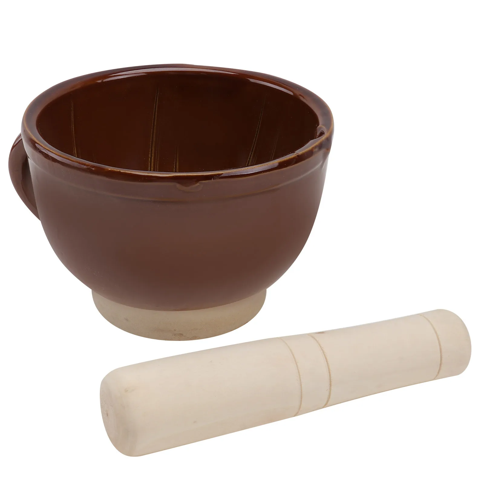 

1Set Ceramic Mortar Wooden Pestle Kitchen Gadget For Garlic Herbs Spices Grinding Household Use Garlic Masher Tool Kitchen Tools