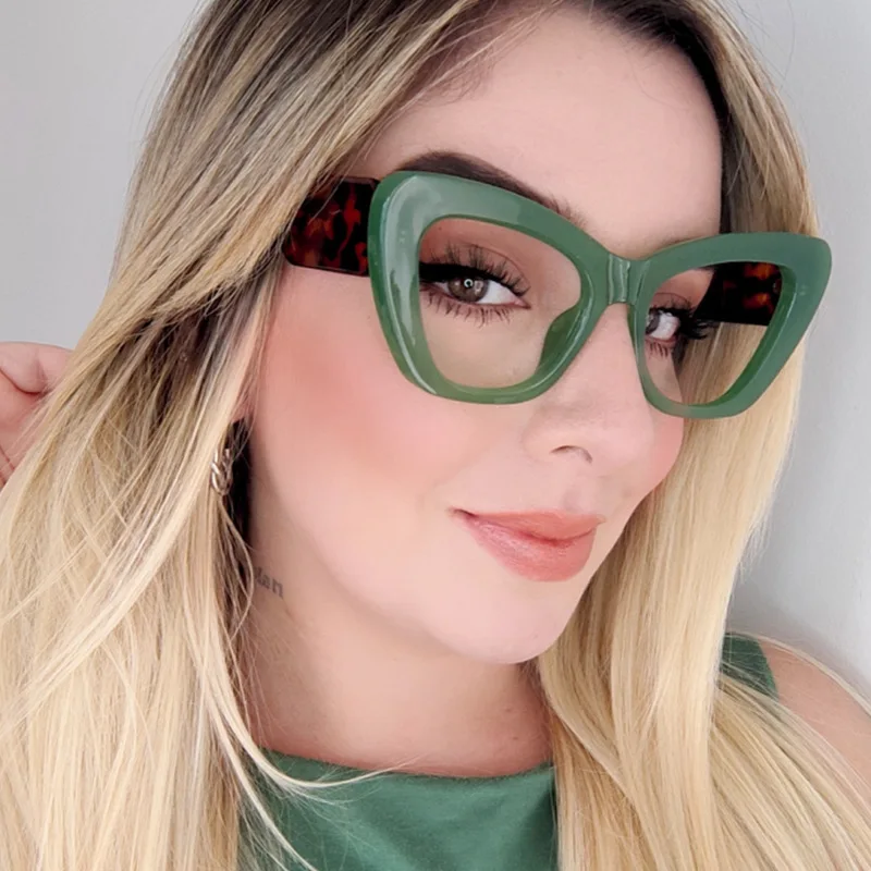 Fashion Cat's Eye Color Matching Flat Mirror New Style Cyber Popular Street Photoshoot Trendy All-match Sunscreen Sunglasses for