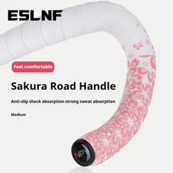 ESLNF Road Bike Handlebar Tapes Cherry Blossom Cycling Handles Wrap Shockproof Anti-slip Cycling Handle Bar Belts with Bar Plugs