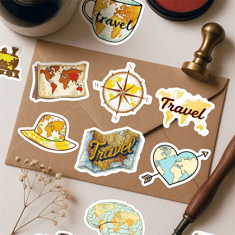 10/30/50 Uds. Mapa de colores bonitos pegatina adhesiva de PVC decoración estética DIY para niños Scrapbooking suministros de contabilidad manual