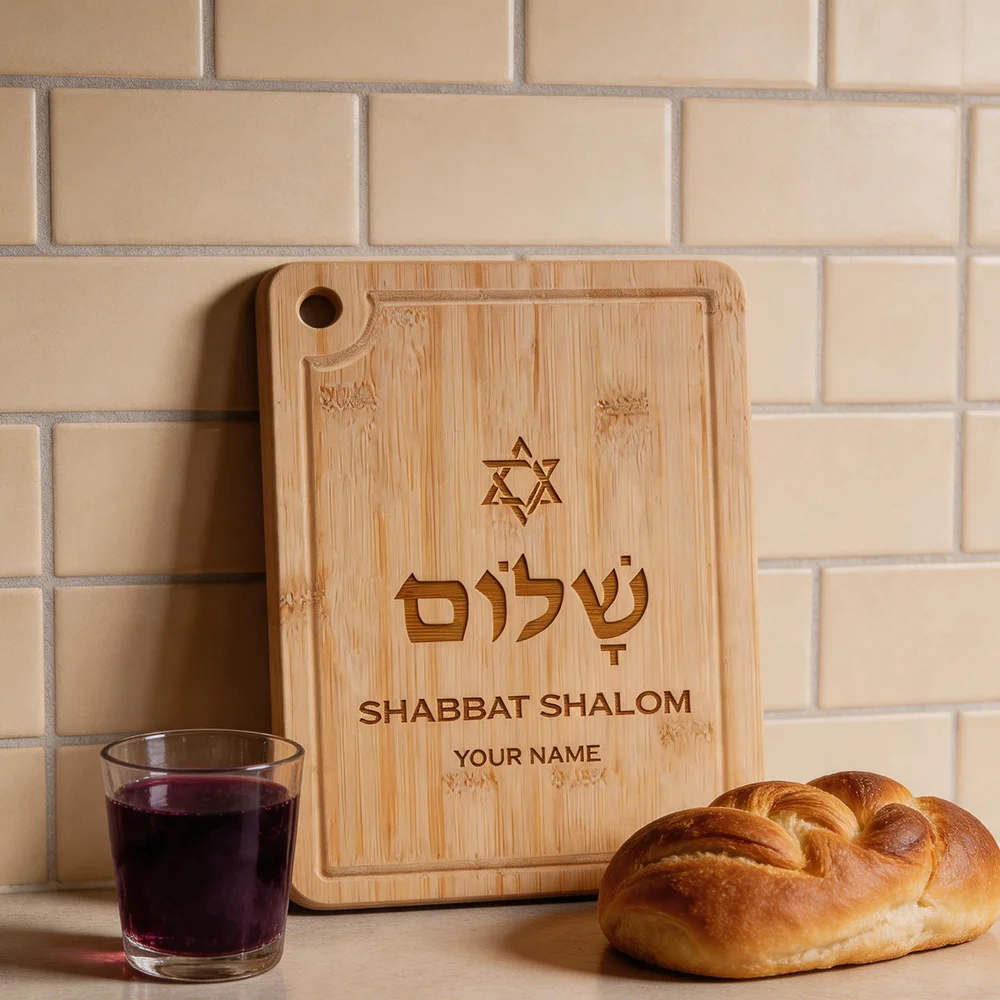 personalized Engraved Shabbat Shalom Star Of David Wooden Cutting Board Holla Jewish Wedding Gift Religious Kitchen Decoration