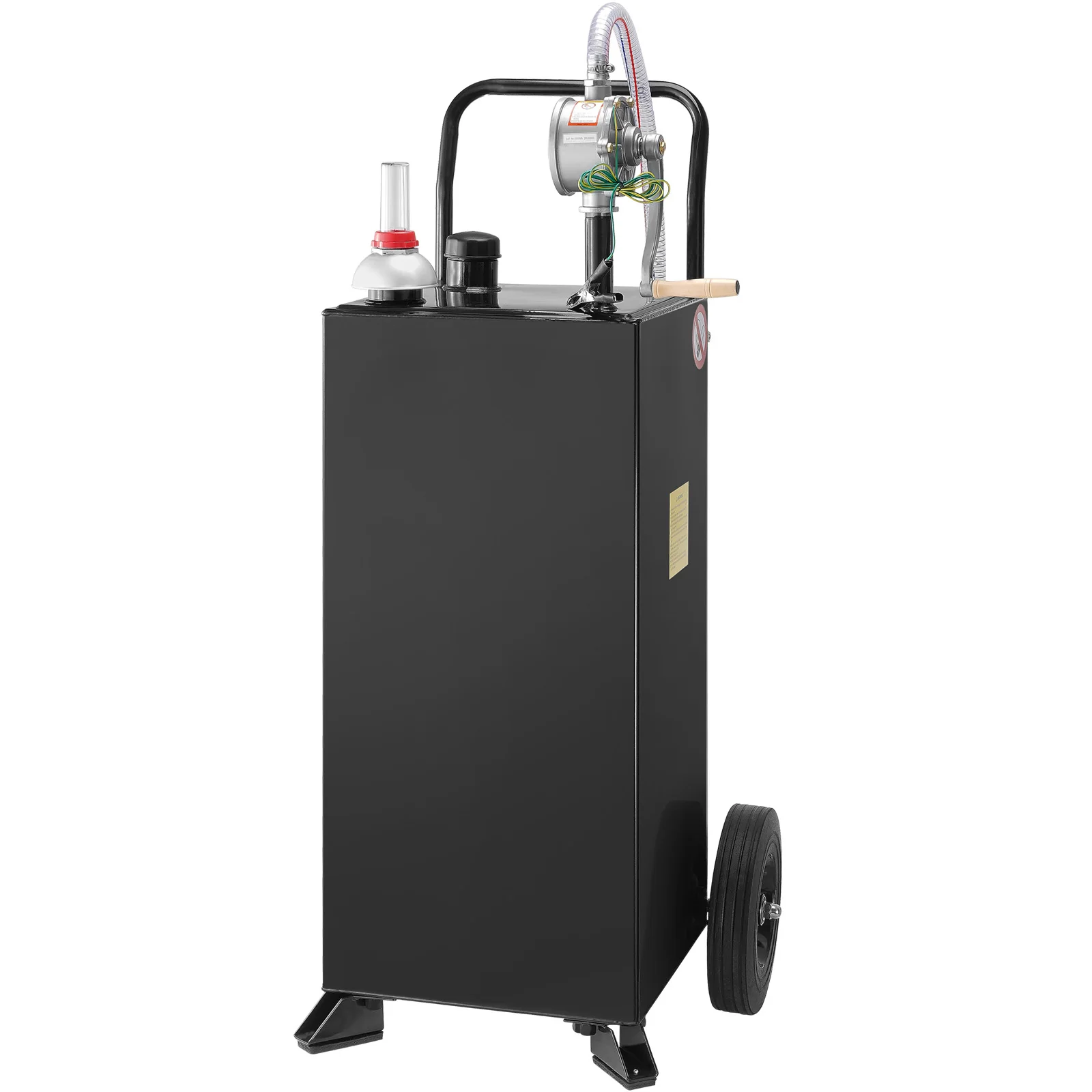 SucceBuy Carrito de combustible de 30 galones, tanque de almacenamiento de combustible en 2 ruedas, carrito de gas portátil con bomba de transferencia Manuel para automóviles, vehículos todo terreno, barcos