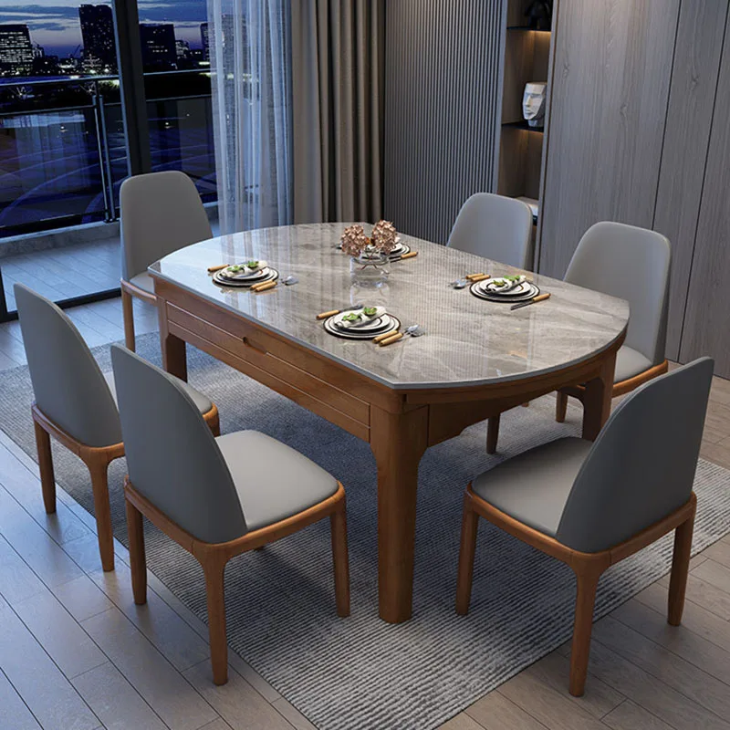 Extendable Round Dining Table Coffee Restaurant Kitchen Center Dining Table Designer Luxury Mesas De Jantar Salon Furniture