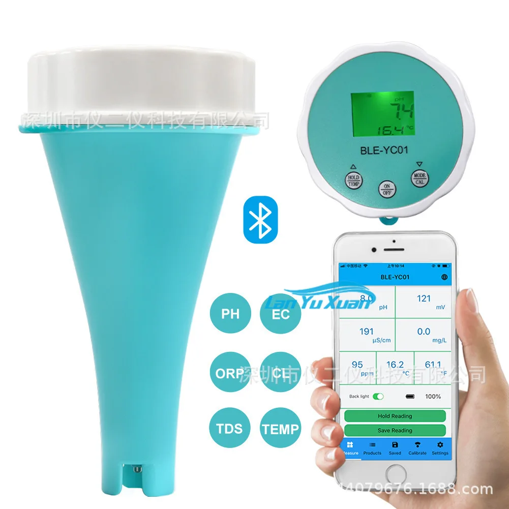 

APP Bluetooth Swimming Pool Water Quality Monitoring PH/EC/TDS/ORP/swimming Residual Chlorine Detector Float Detection