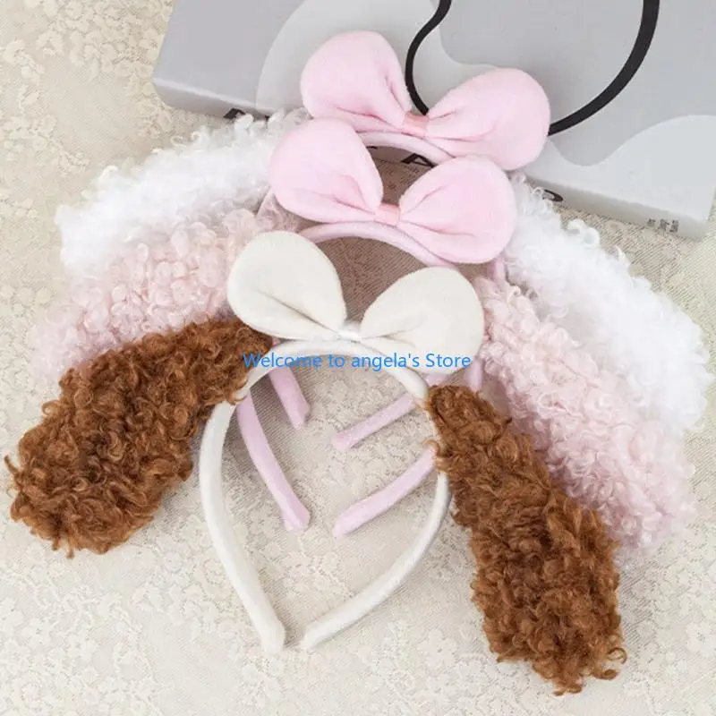 X4YC 1/3/4 Pcs Dog Costumes Set Dog Ears Headband Dog Tail Tutus Skirt Bowtie Kids