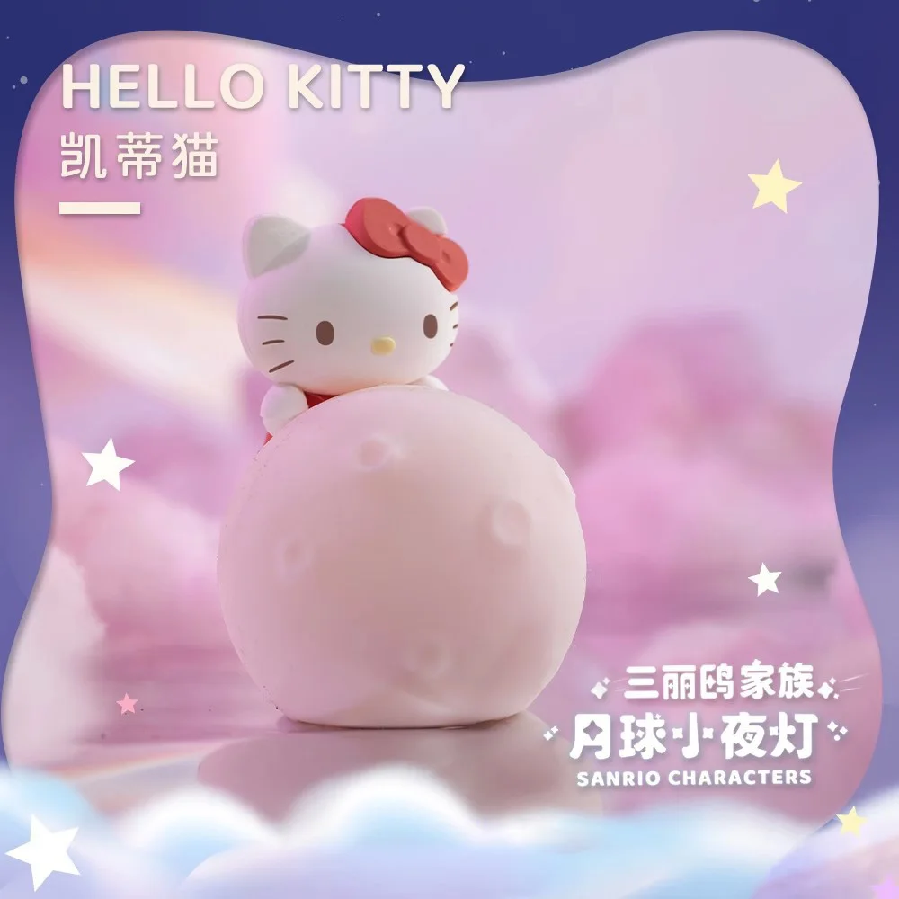 Echte Sanrio Maan Nachtlampje Kuromi Grote Oor Hond Melodie Kitty Pudding Hond Schattige Ornamenten Anime Perifeer Handstuk