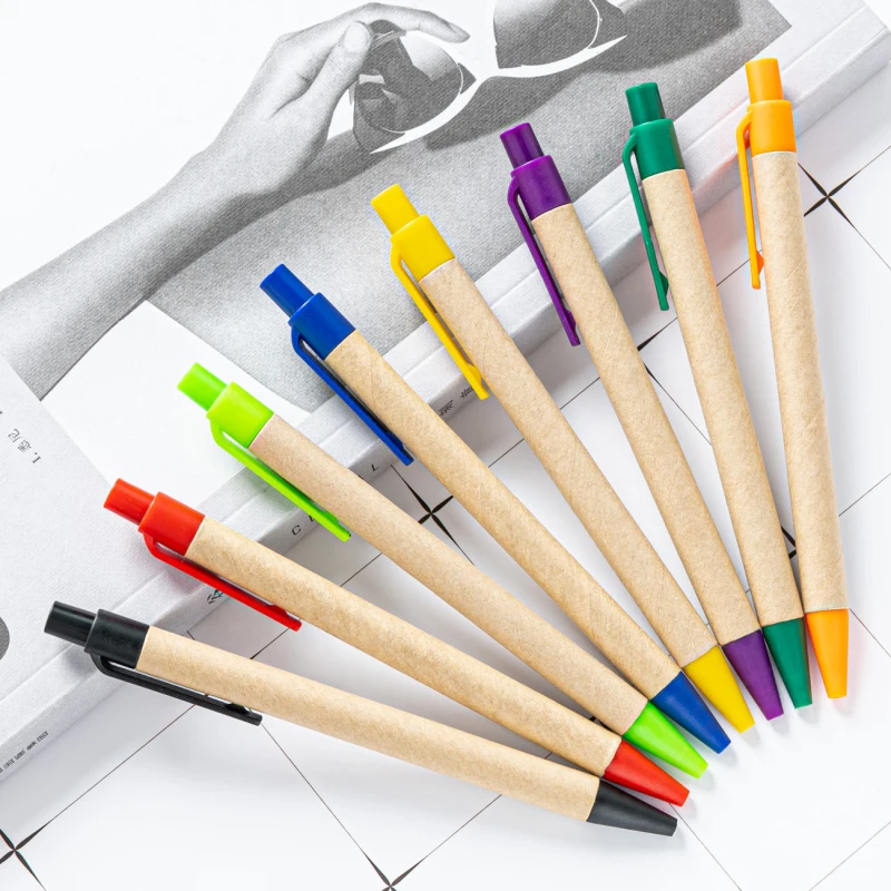 Imagem -04 - Caneta Esferográfica de Papel Kraft Tinta Preta Presente Agradável para Negócios Escritório Alunos Professores Casamento Natal Novo Eco Friendly 50 Pcs