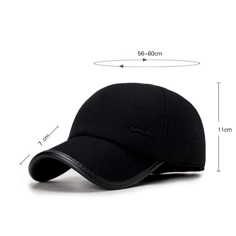 NIXHIT Retro Winter Baseball Caps For Men Warm Man\'s Cap Thick Windproof Ear Protection Earflaps Middle Elderly Dad Hat  A377