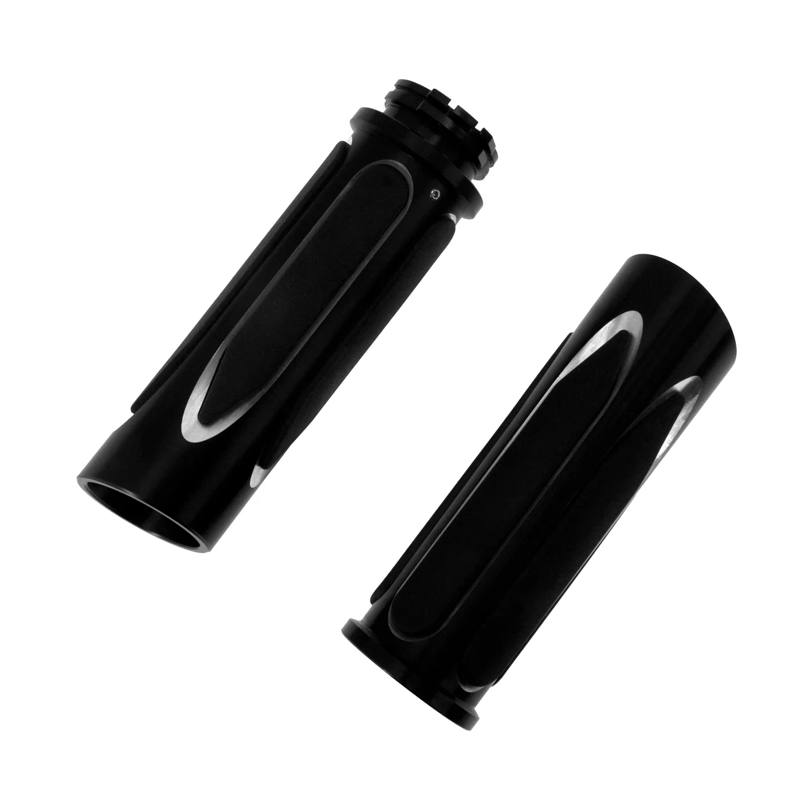 Black/Chrome Handlebar Grip Motorcycle 1\