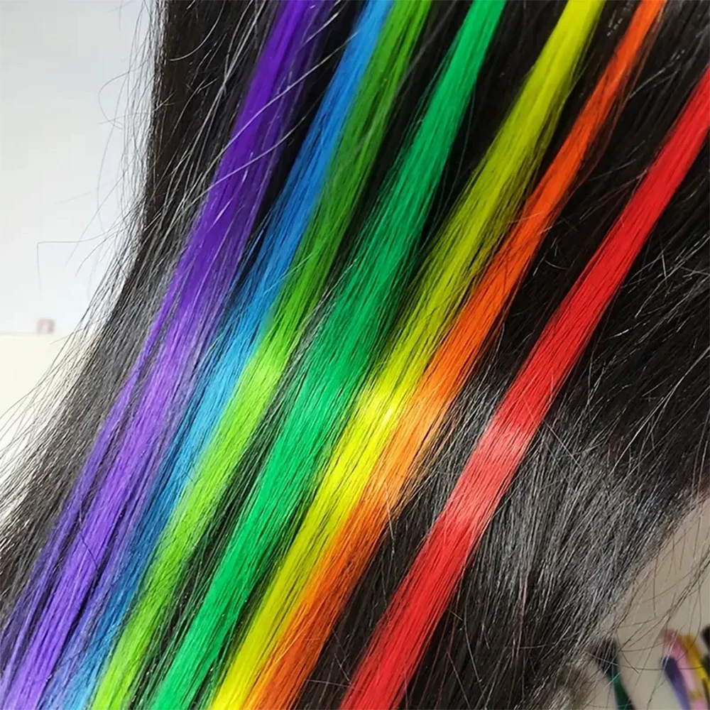 40cm Rainbow Synthetic I-Tip Keratin Fusion Hair Extensions Wigs 10roots/pack Crochet Straight hair Hairpieces wigs Accessories