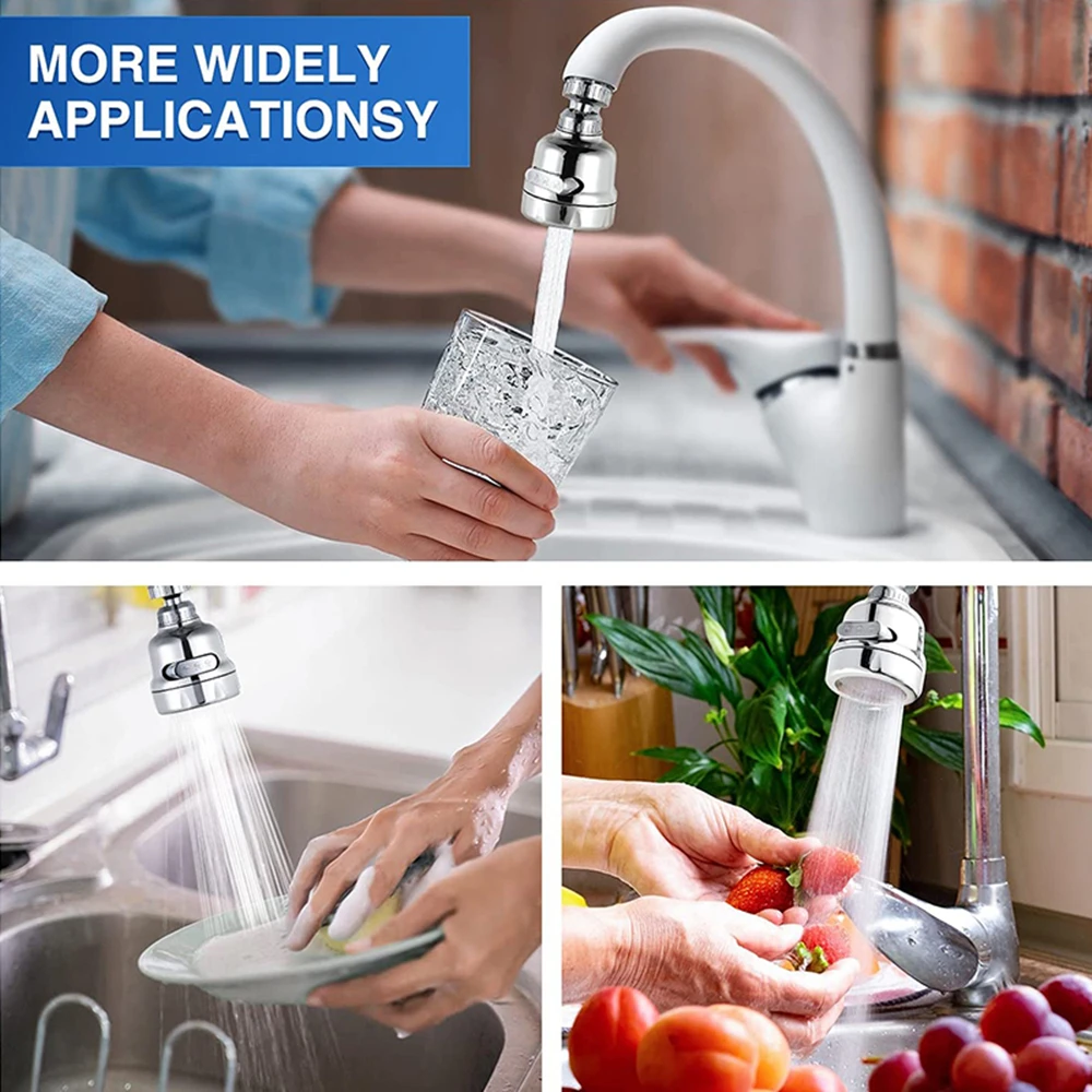 360 Degree Kitchen Faucet Aerator Adjustable Swivel Three Mode Sprayer Filter Diffuser Water Saving Bath Nozzle Faucet Connector