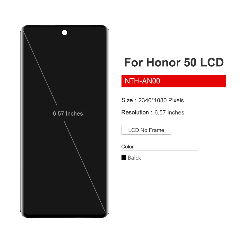 6.57\'\' For Honor 50 LCD Display Touch Screen Digitizer Assembly For Honor 50 NTH-AN00 NTH-NX9 Display