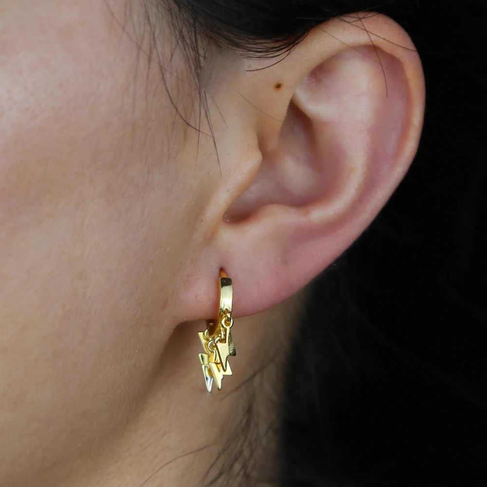 gold color silver color lighting thunder charm hoop earring summer hot selling fashion jewelry