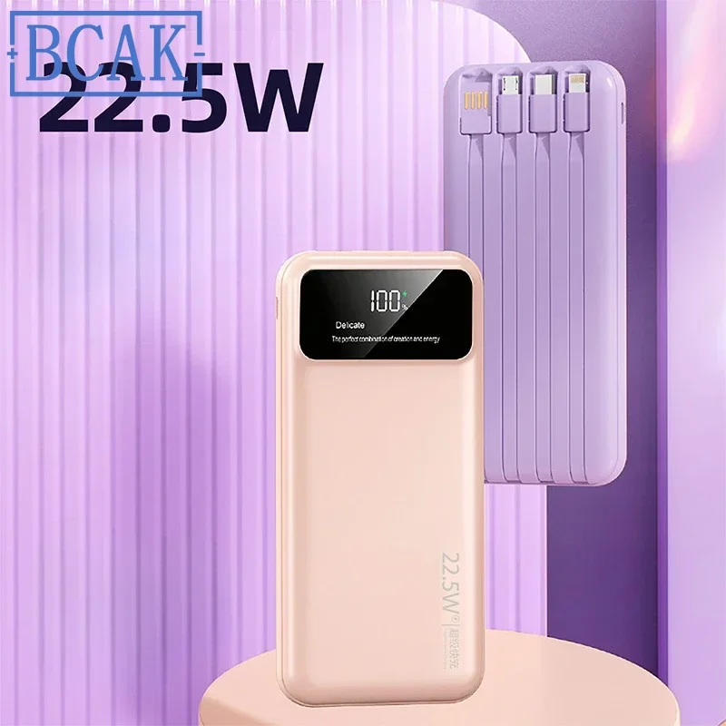 

New Style Large Capacity Fast Power Bank with Cable 20000mAh BCAK Mobile Power Supply Company Gift