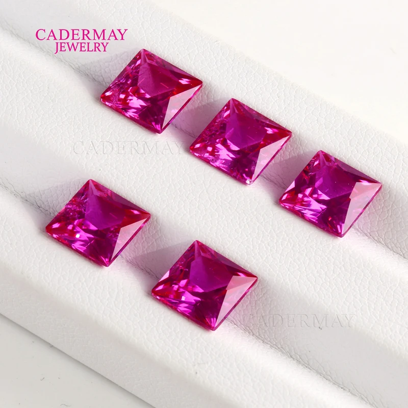 الاصطناعية الوردي روبي المدخلات 4 مللي متر-12 مللي متر مربع الأميرة شكل الساخن الوردي مختبر نمت روبي أحجار كريمة مفكوكة لصنع المجوهرات