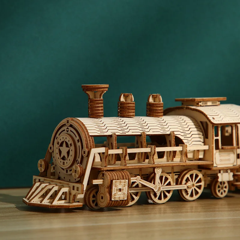 3D Wooden Puzzle Toys Punk Steam Train Model making Steampunk Railway Handmade Toys 3D Wooden Model Building Set Home Decor