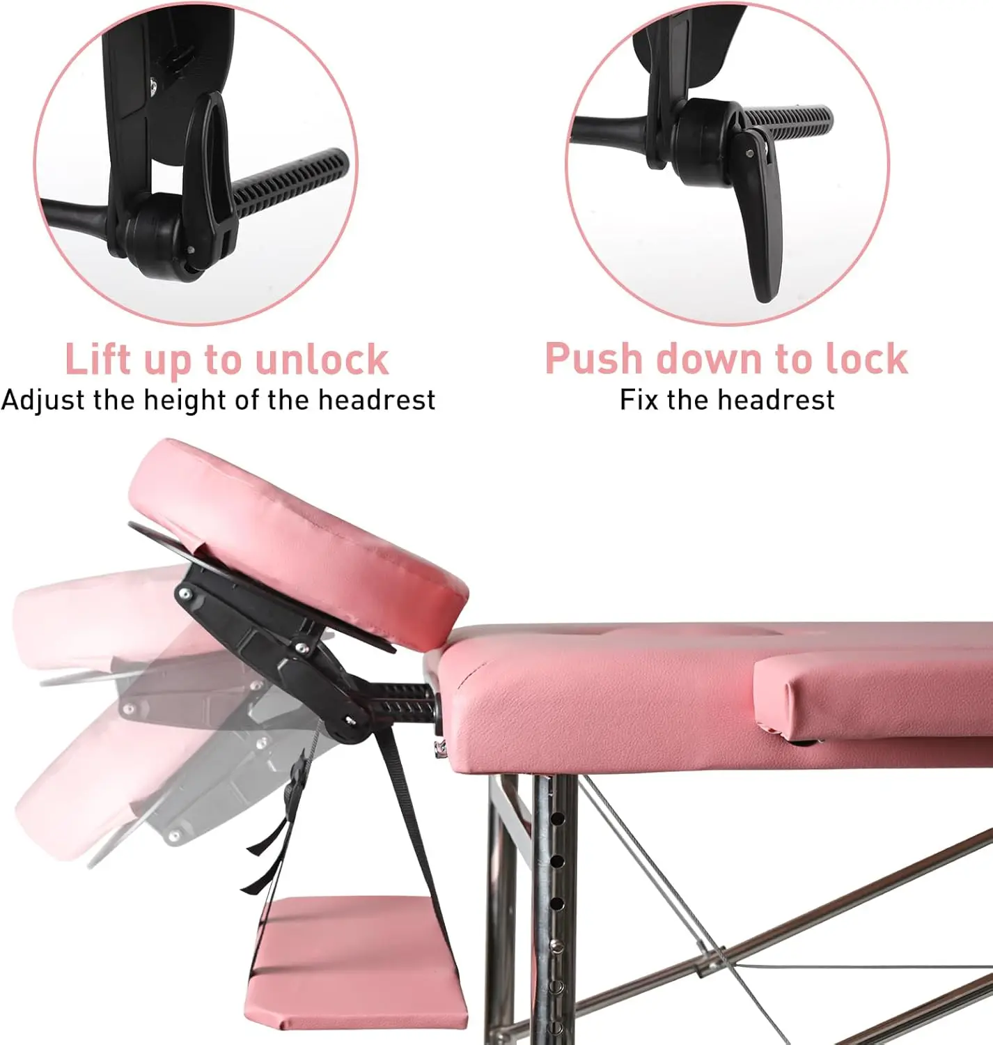 Meja Pijat Portabel 24 "Tempat Tidur Pijat Lipat Lebar Dapat Disesuaikan, Tempat Tidur Ahli Kecantikan Aluminium Ringan untuk Klien, Meja Tato