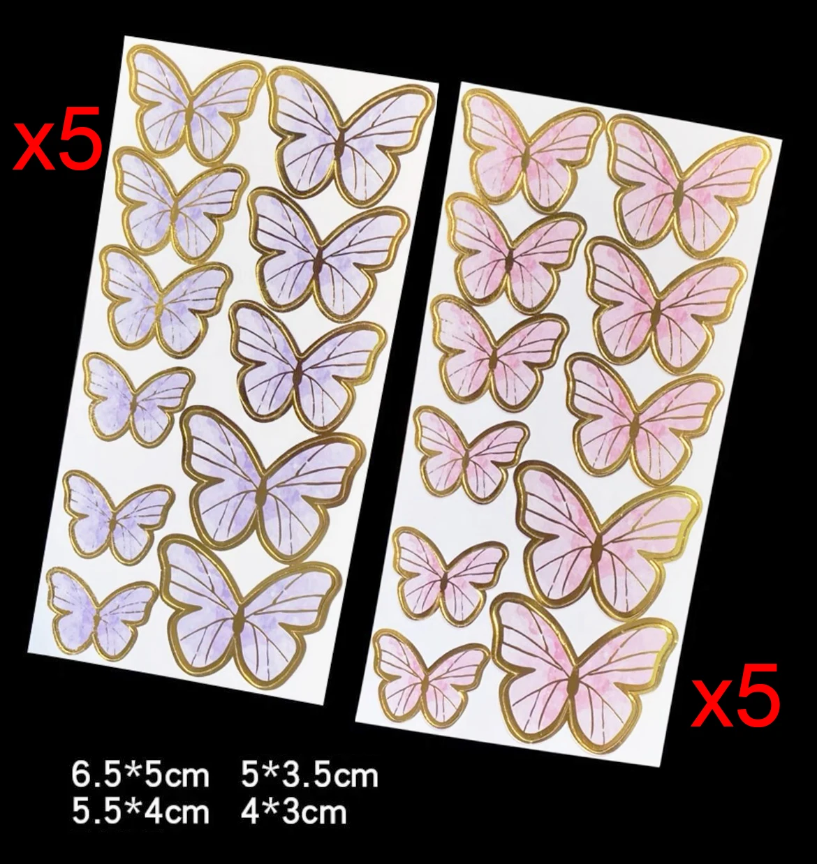 110Pcs Butterfly Cake Toppers Pink Purple Gold 3D Butterflies cake Stand for Happy Birthday Wedding Cake Decoration Wholesale