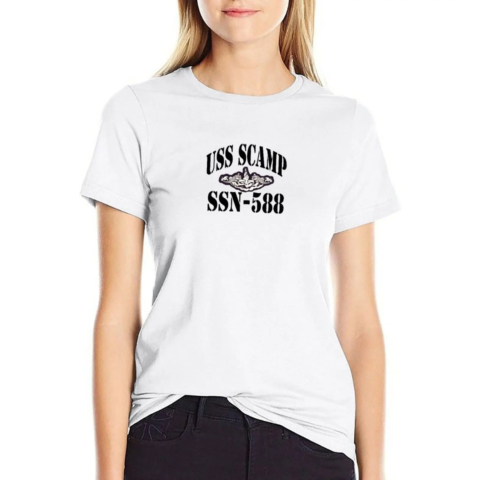 

USS SCAMP (SSN-588) SHIP'S STORE T-shirt tops kawaii clothes cute clothes t-shirts for Women pack