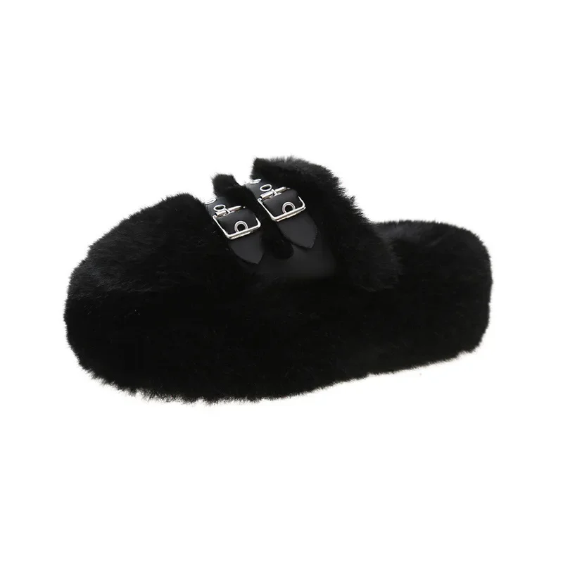 Women's Winter Home Thick Bottom Slippers Women's Casual Anti-slip Shaggy Lining Shoes Comfortable Indoor Home Slippers