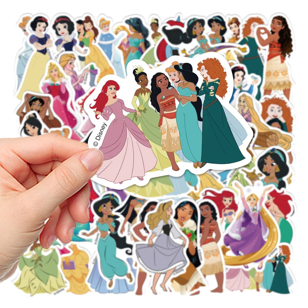 100 Stück gemischte Disney-Prinzessinnen-Cartoon-Aufkleber, Kawaii Belle Rapunzel Ariel Cartoon-Aufkleber, Spielzeug, niedliches DIY-Scrapbook-Briefpapier – Detail 3